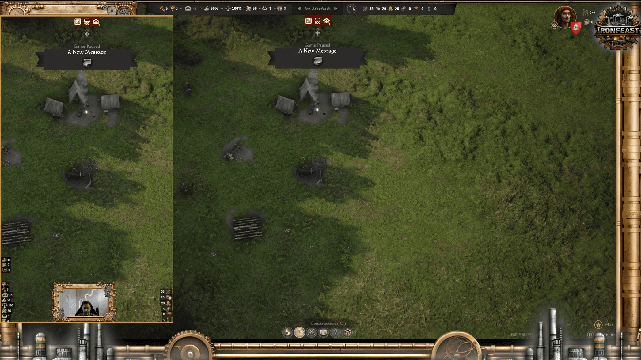 Manor Lords stream overlay — resources and population live
